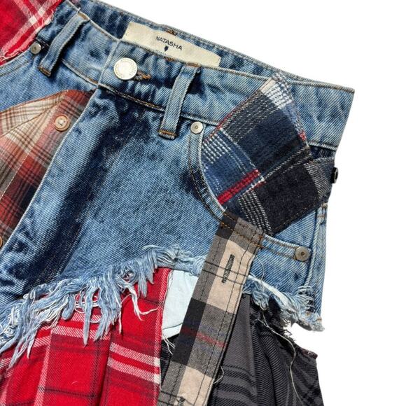 Asymmetric deconstructed ruffled flannel skirt - Picture 2 of 3